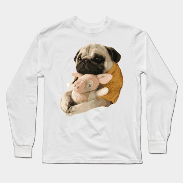 Funny Dog pet with toy oil paint Long Sleeve T-Shirt by ngoclucbkhn